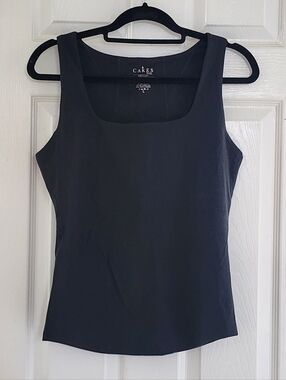 Cakes Body No BS Square Neck Tank Top - Built-in Shelf Bra - Black - Large